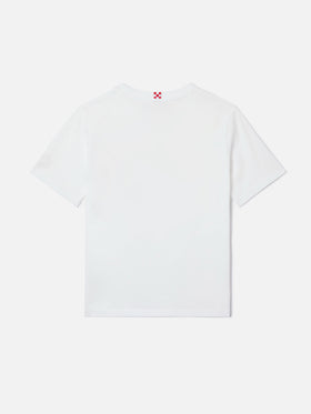 White Dover Jr t-shirt in pure cotton with embroidered logo
