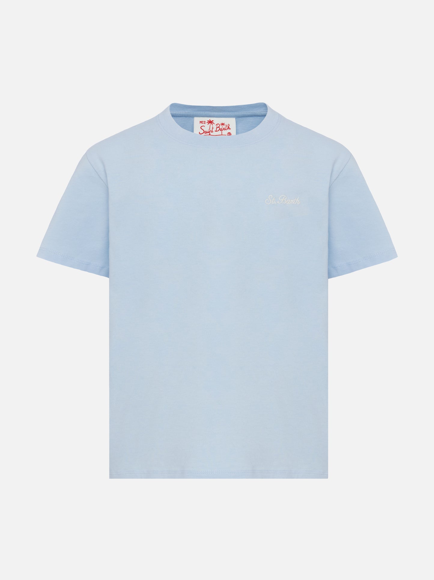 Light blue cotton jersey t-shirt Dover with St. Barth embroidery - MC2 Saint Barth
