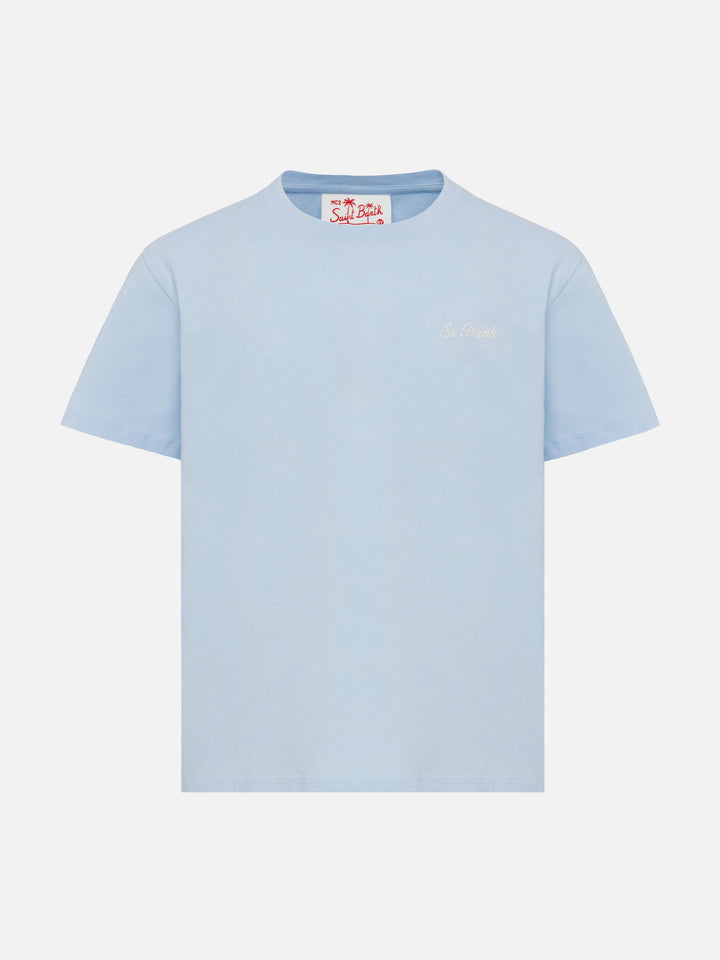 Light blue cotton jersey t-shirt Dover with St. Barth embroidery - MC2 Saint Barth
