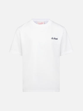 White cotton jersey t-shirt Dover with St. Barth embroidery - MC2 Saint Barth