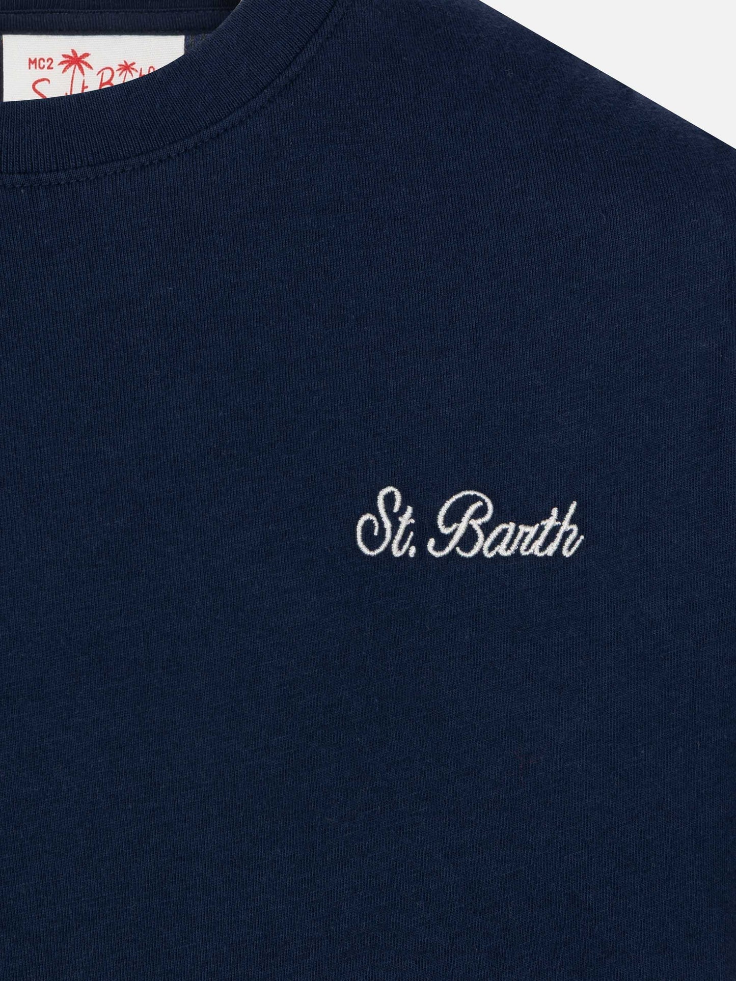 Navy blue cotton jersey t-shirt Dover with St. Barth embroidery - MC2 Saint Barth