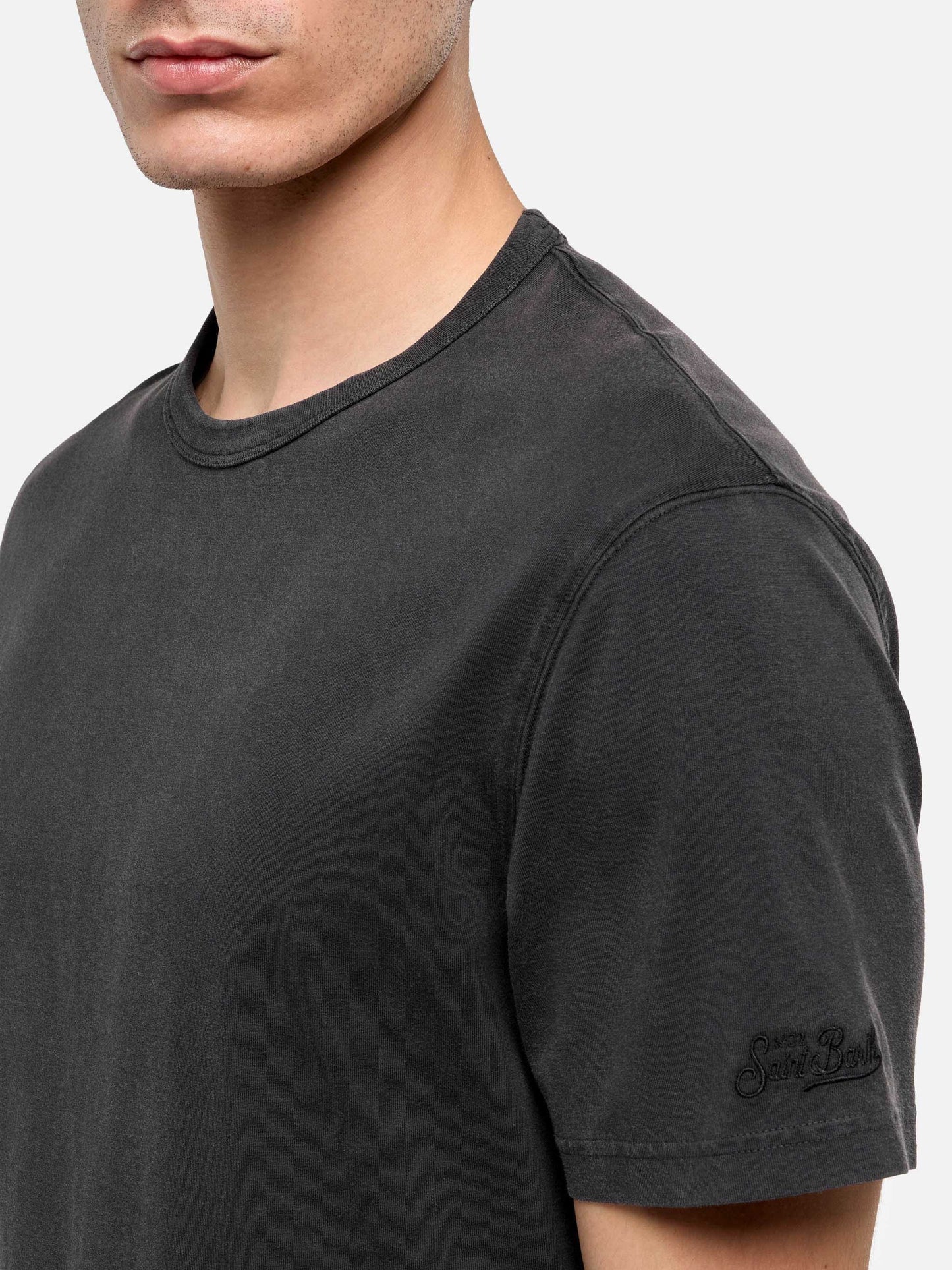 Black organic cotton jersey t-shirt Dover with St. Barth embroidery - MC2 Saint Barth