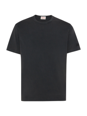 Tshirt Dover in jersey di cotone biologico nero con ricamo St. Barth