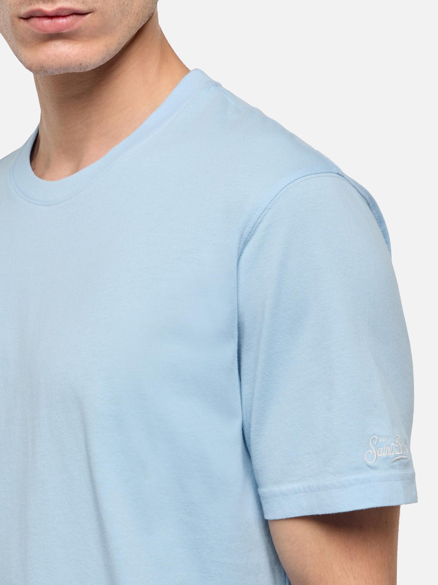 Light blue cotton jersey t-shirt Dover with St. Barth embroidery - MC2 Saint Barth