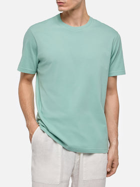 Sage green cotton jersey t-shirt Dover with St. Barth embroidery - MC2 Saint Barth