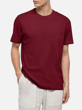 Dover t-shirt in jersey di cotone bordeaux con ricamo St. Barth