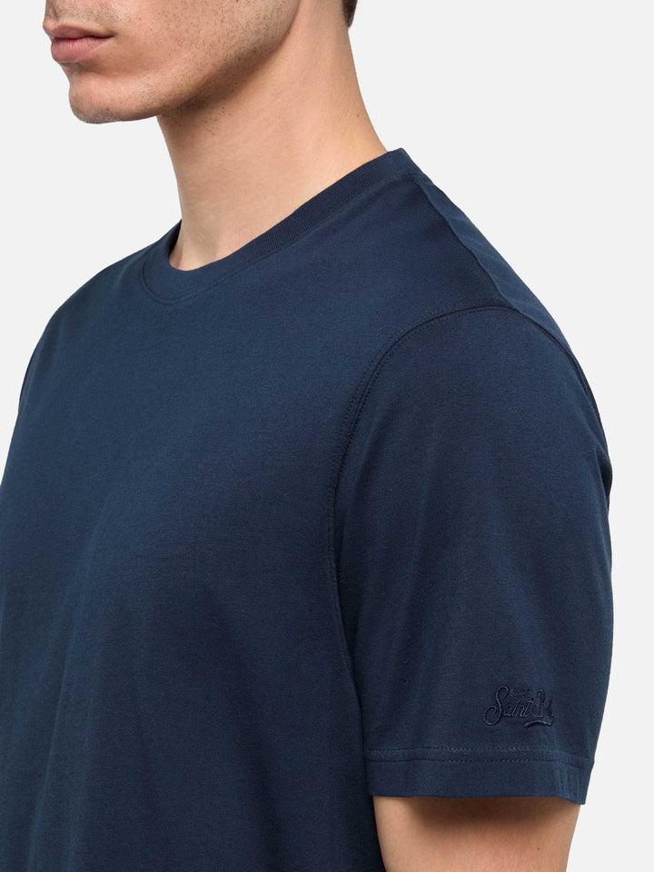 Navy blue cotton jersey t-shirt Dover with St. Barth embroidery - MC2 Saint Barth