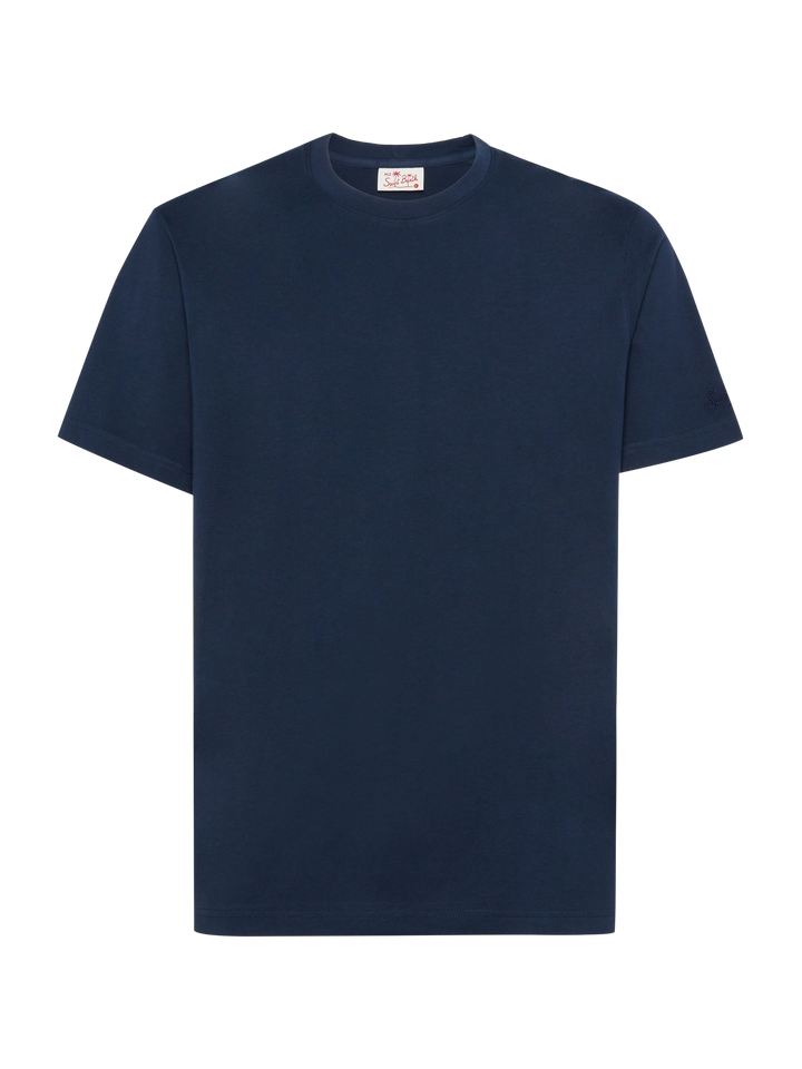 Navy blue cotton jersey t-shirt Dover with St. Barth embroidery