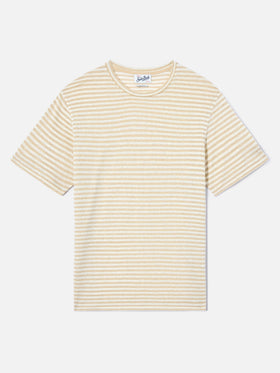 T-shirt Dover in cotone a righe beige con ricamo logo