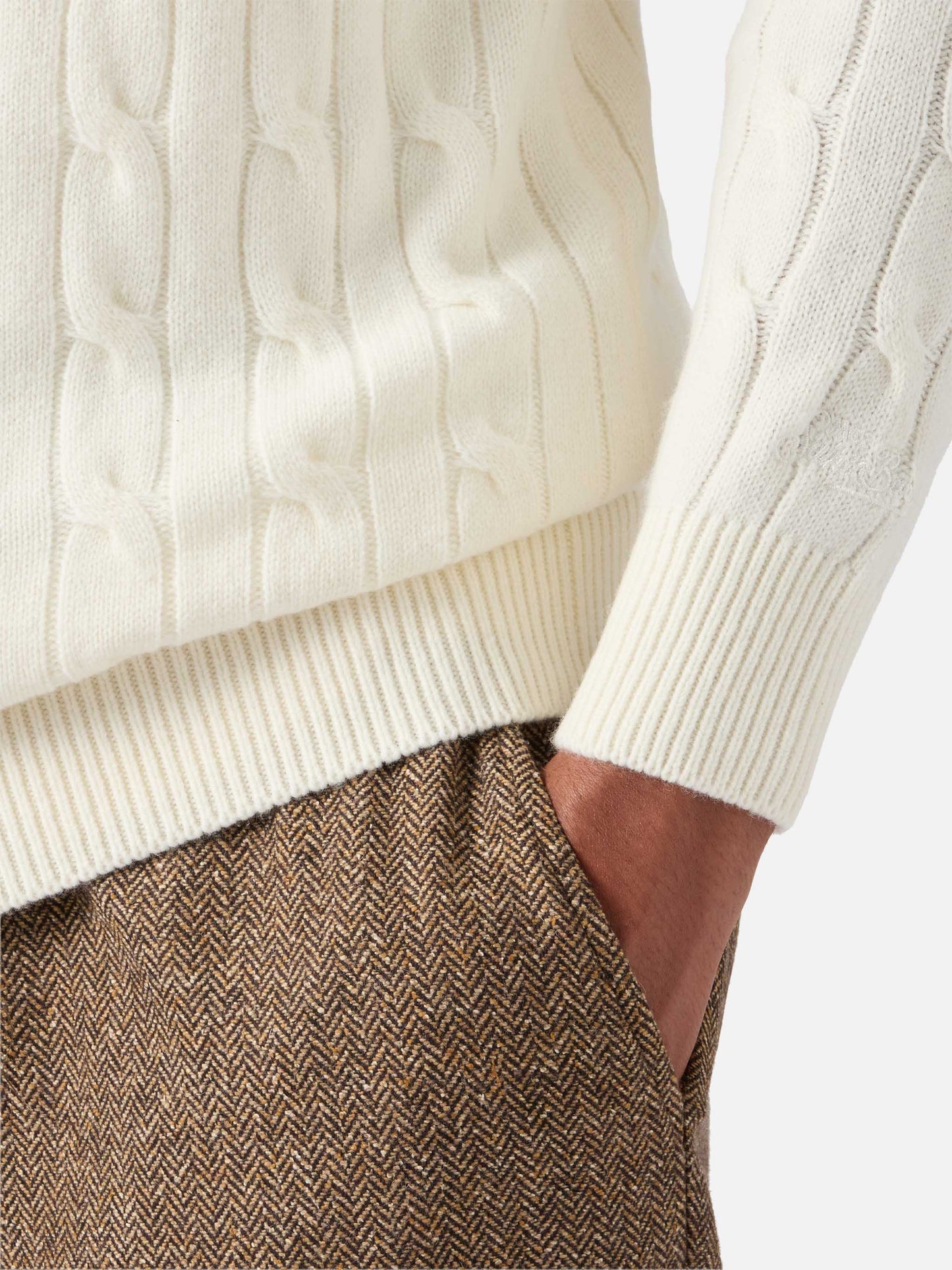 Weißes Strickpolo aus Wolle von Downing