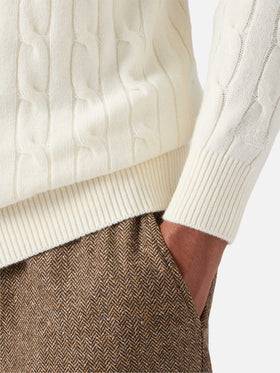 Weißes Strickpolo aus Wolle von Downing