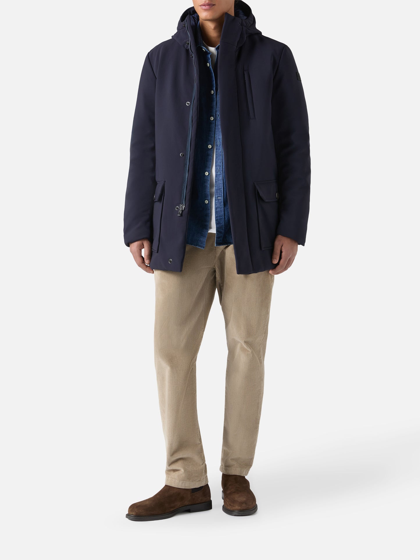 Duke-blauer, marineblauer Kapuzenmantel