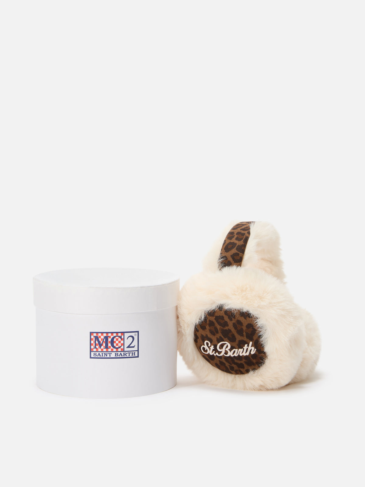 Ohrenschützer mit Leopardenprint und Logostickerei 