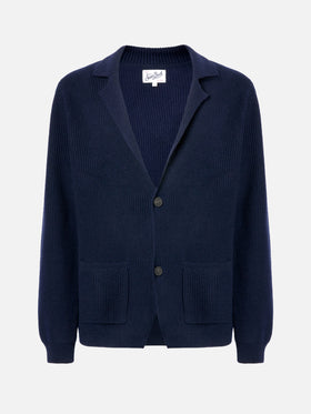 Blazer Eaton in pura lana blu notte