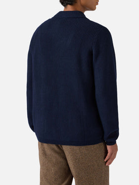 Blazer Eaton in pura lana blu notte