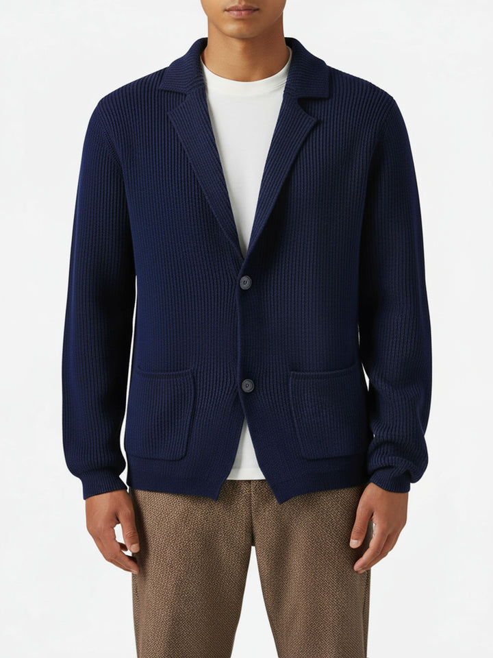 Blazer Eaton in pura lana blu notte