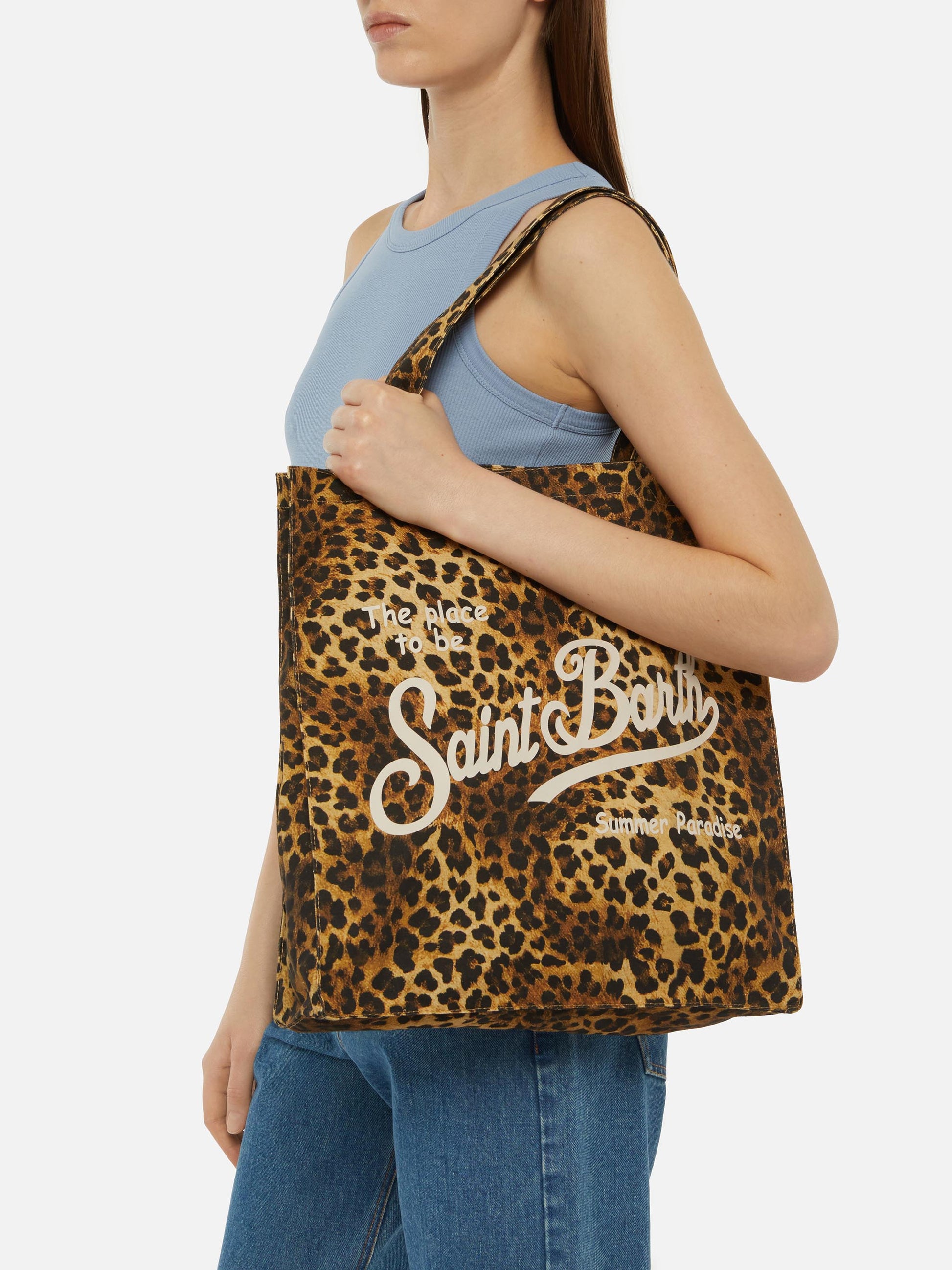 Essential flat cotton animalier Bag with Saint Barth logo - MC2 Saint Barth