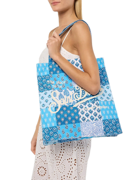 Essential flat cotton flower Bag with Saint Barth logo - MC2 Saint Barth