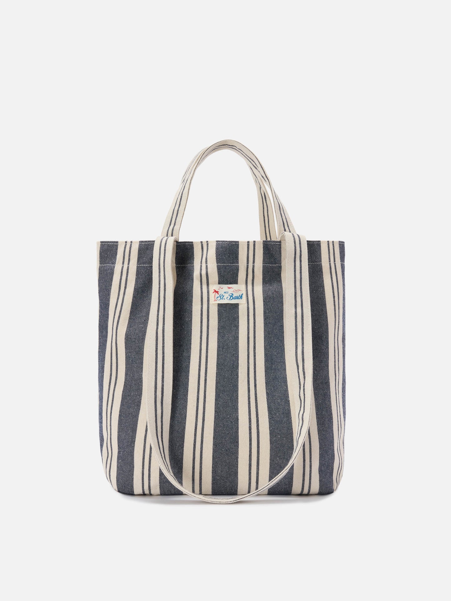 Essential Beach blue and white striped cotton tote bag