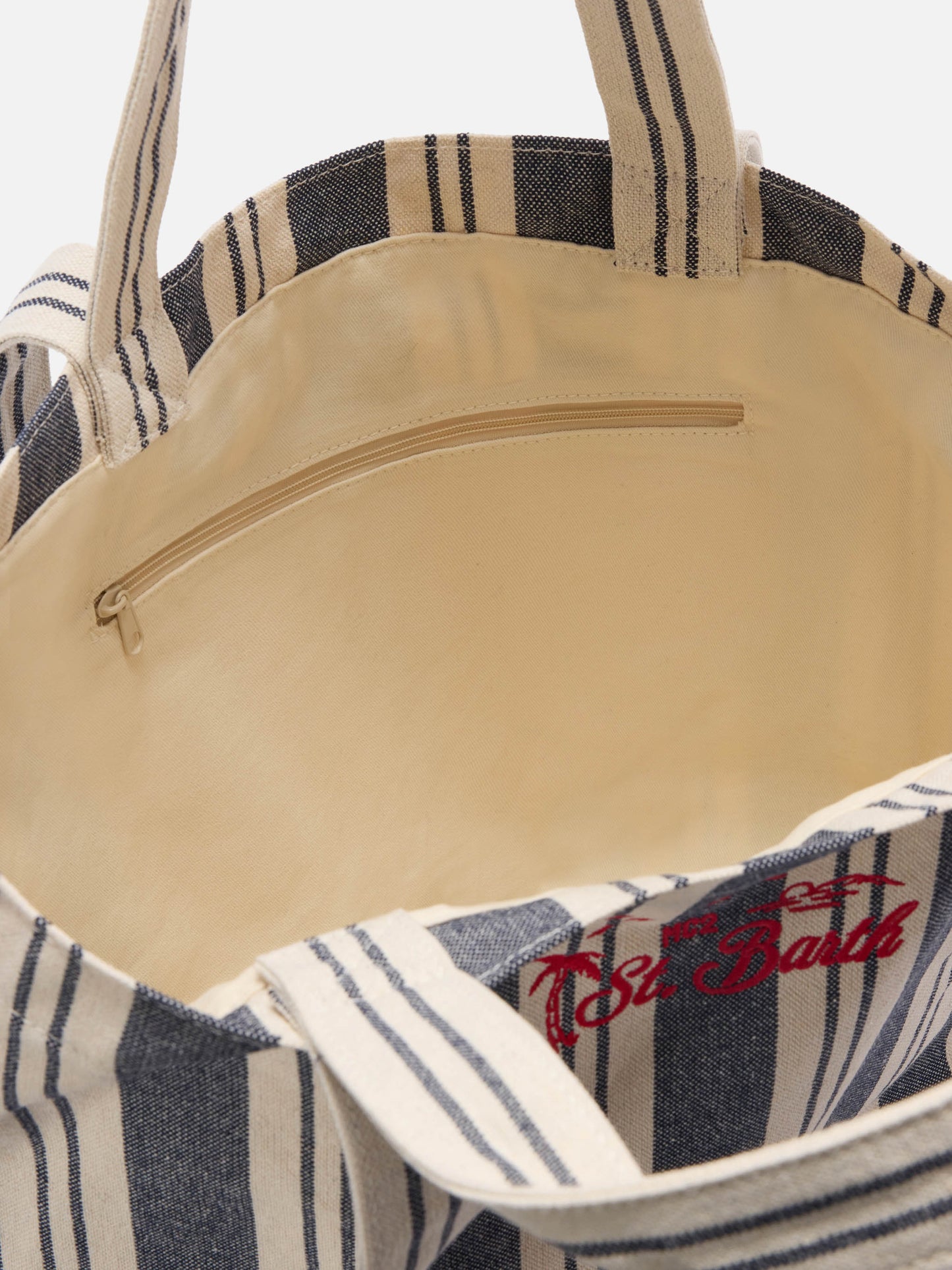 Essential Beach blue and white striped cotton tote bag