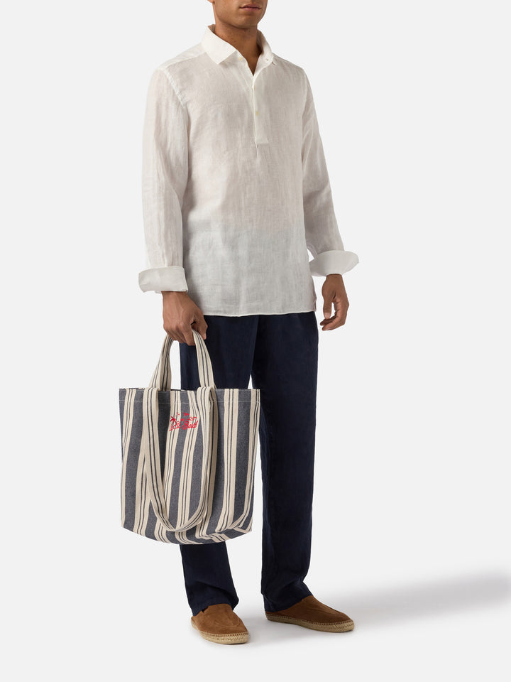Borsa tote Essential Beach in cotone a righe blu e bianche