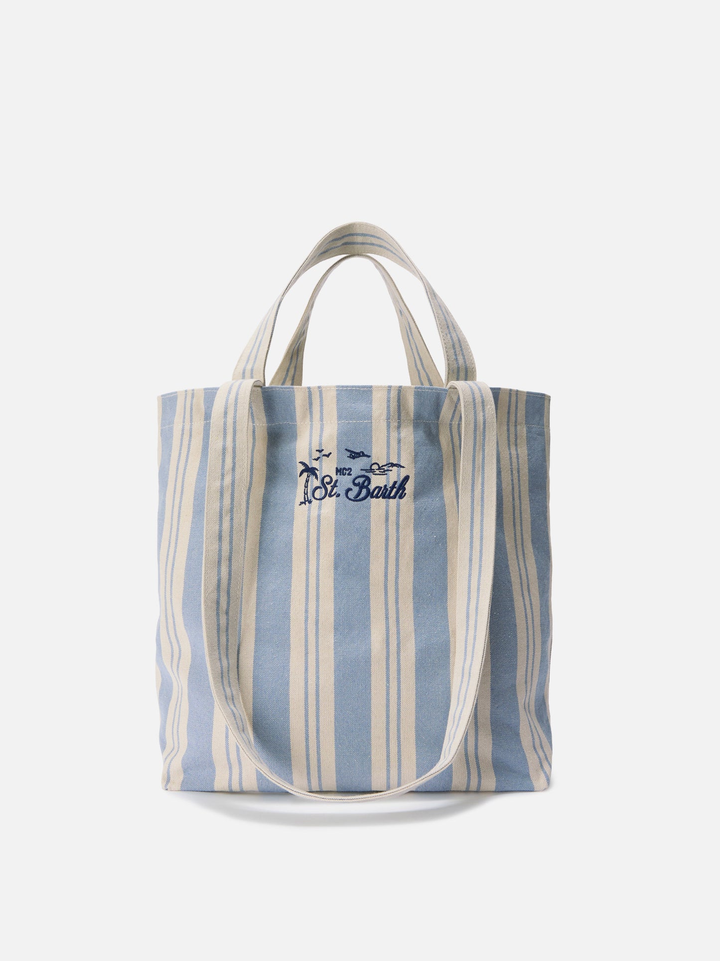Borsa tote Essential Beach in cotone a righe azzurro e bianche