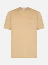 Man beige linen jersey t-shirt Ecstasea with pocket