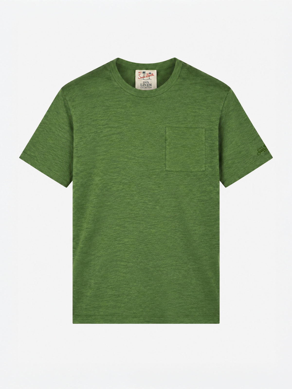 Military green Ecstasea linen T-shirt with pocket