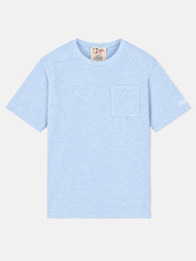Ecstasea helles blue Leinen-Jersey-T-Shirt 