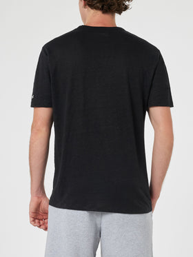 Man black linen jersey t-shirt Ecstasea with pocket - MC2 Saint Barth