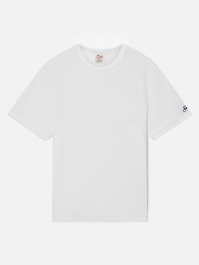 Herren-T-Shirt Ecstasea aus cremefarbenem Leinenjersey mit Tasche