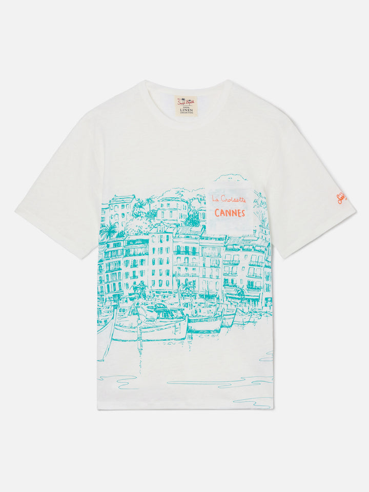 Ecstasea linen jersey t-shirt with Cannes print