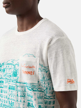 Ecstasea linen jersey t-shirt with Cannes print