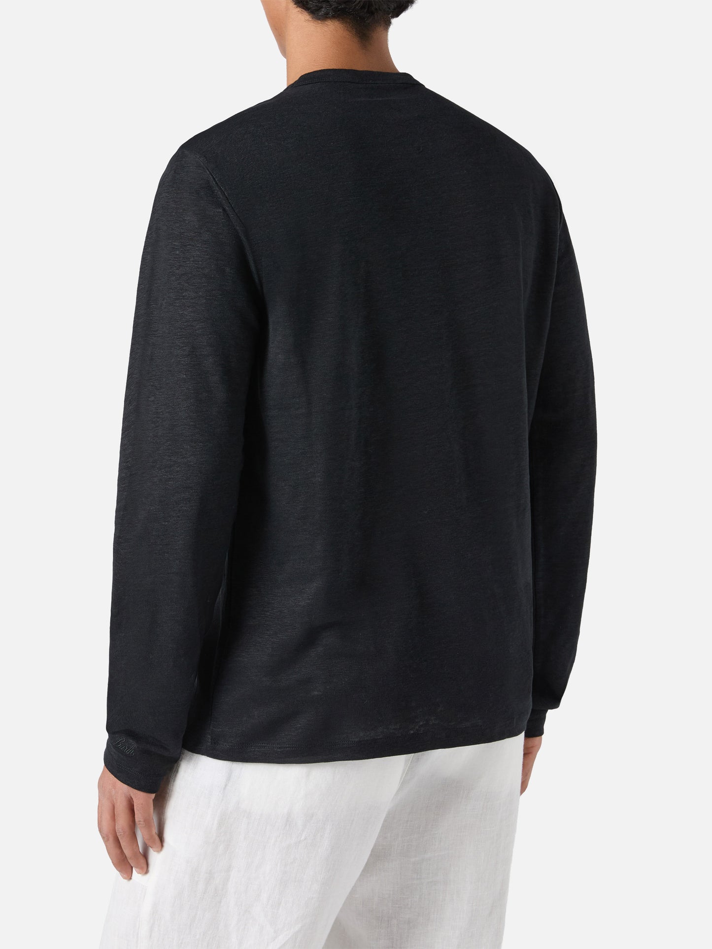 Man black linen jersey t-shirt Ecstasea with pocket