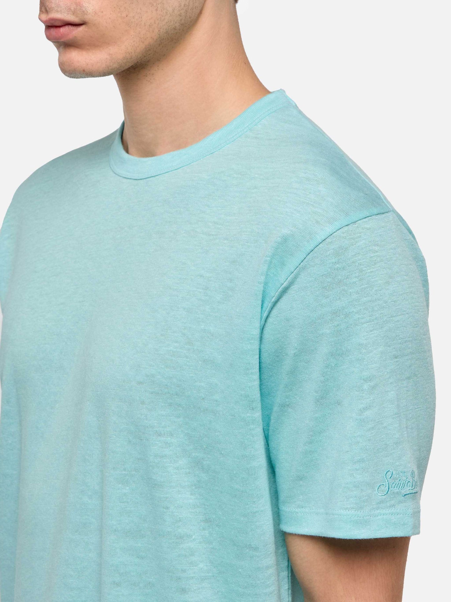 Water green linen jersey t-shirt Ecstasea - MC2 Saint Barth