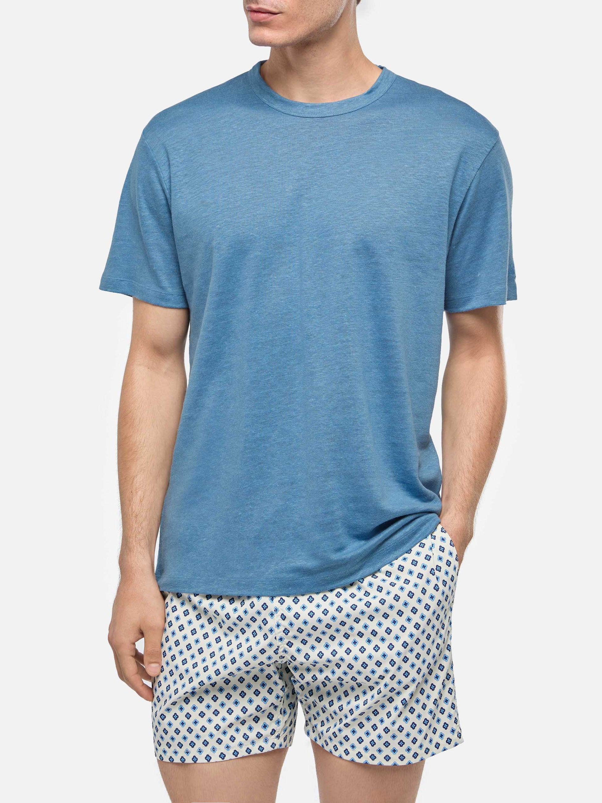 Dusty blue linen jersey t-shirt Ecstasea - MC2 Saint Barth