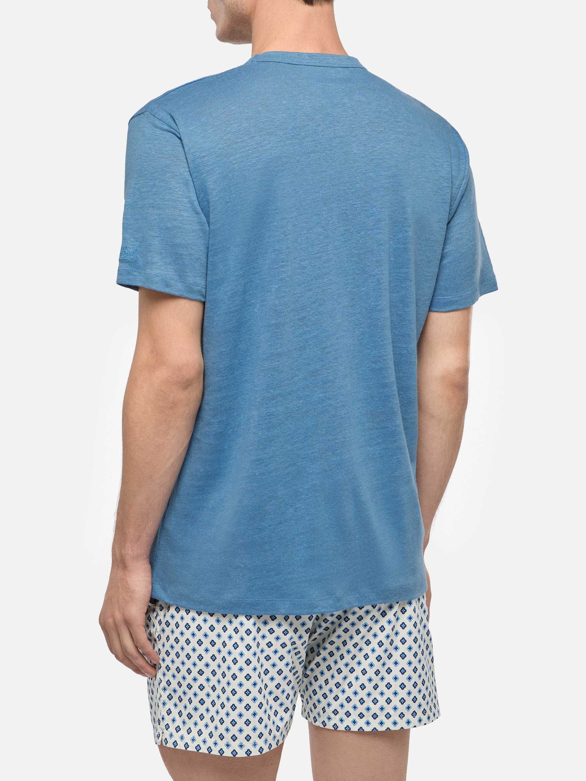Dusty blue linen jersey t-shirt Ecstasea - MC2 Saint Barth