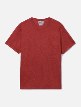 Red Ecstasea pure linen t-shirt with logo embroidery