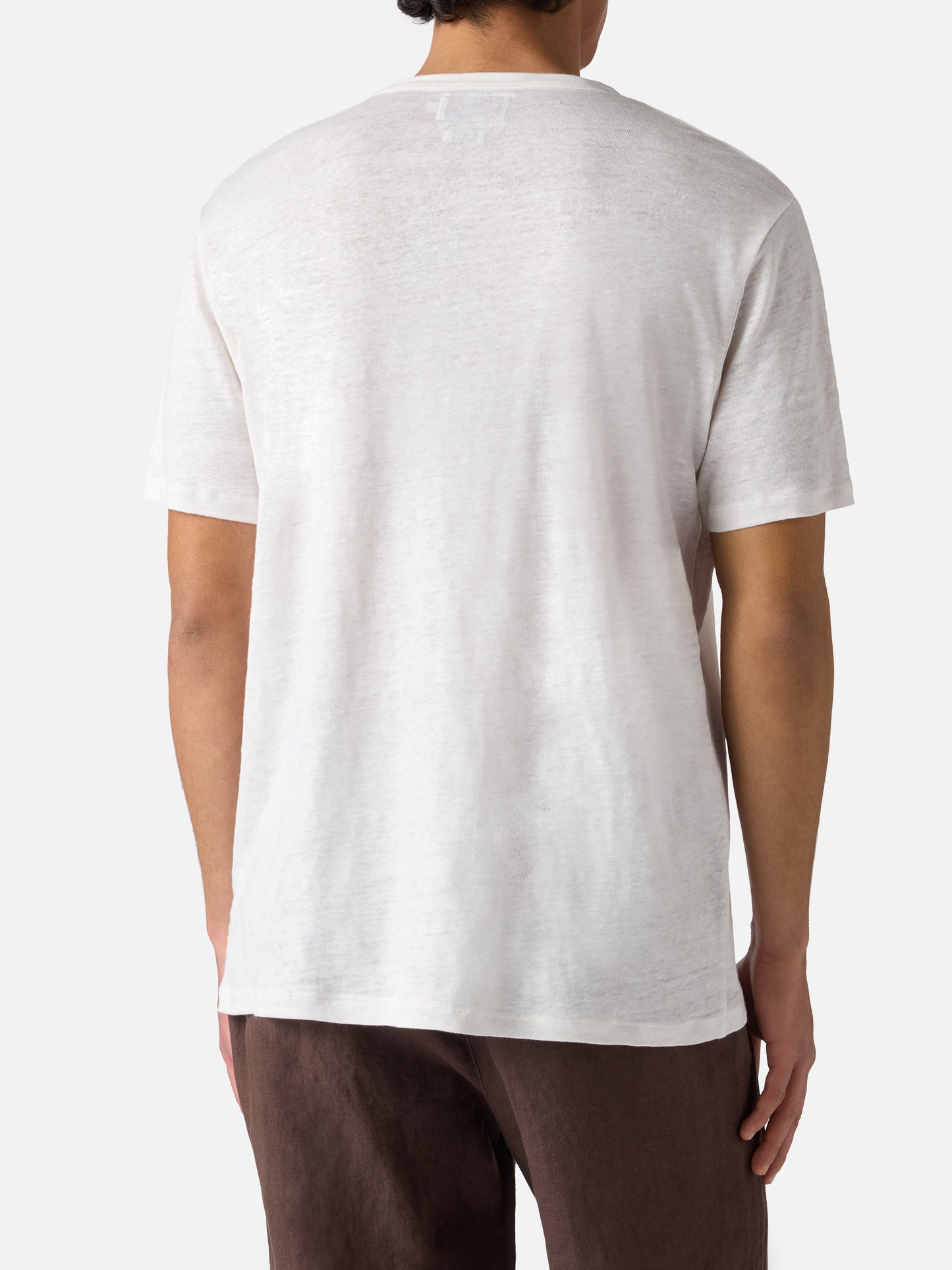 White Ecstasea pure linen t-shirt with logo embroidery