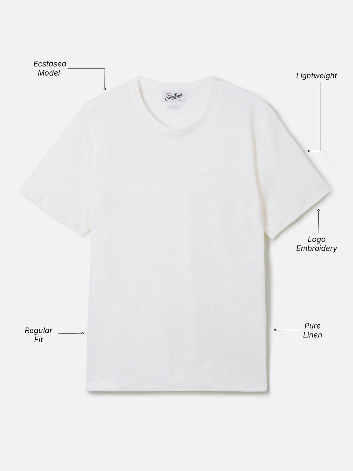 T-shirt Ecstasea in puro lino bianca con logo ricamato