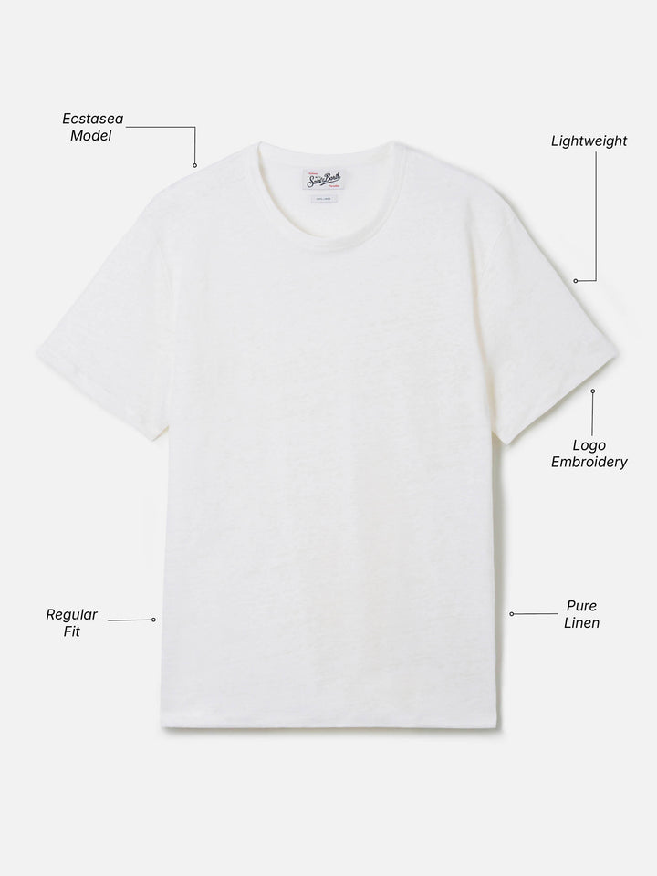 T-shirt White Ecstasea en pur lin avec broderie logo 
