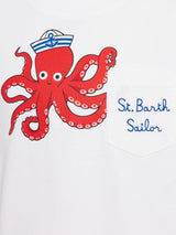 Eddy cotton t-shirt with octopus print and St. Barth Sailor embroidery