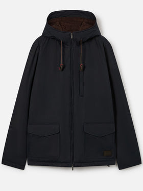 Veste à capuche cirée Edgar Navy blue avec doublure teddy 