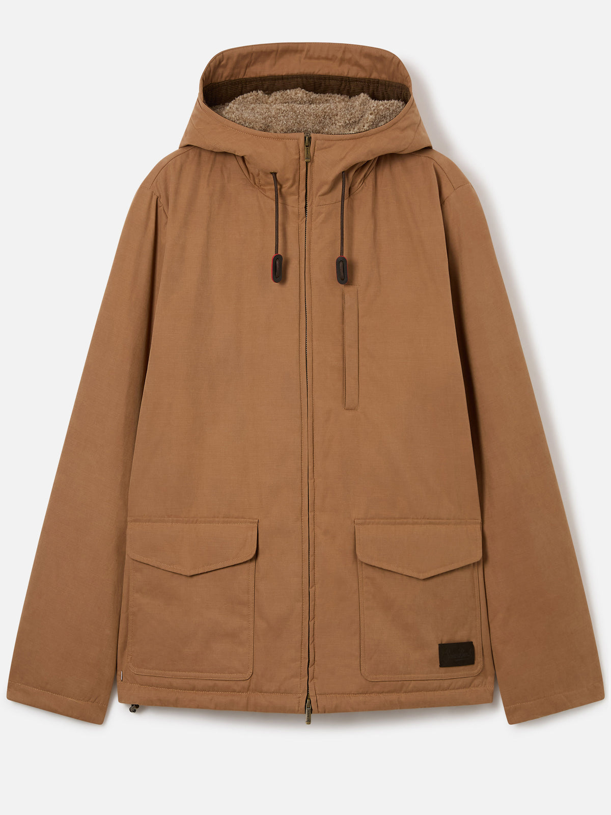 Veste à capuche kaki Edgar cirée avec doublure teddy 