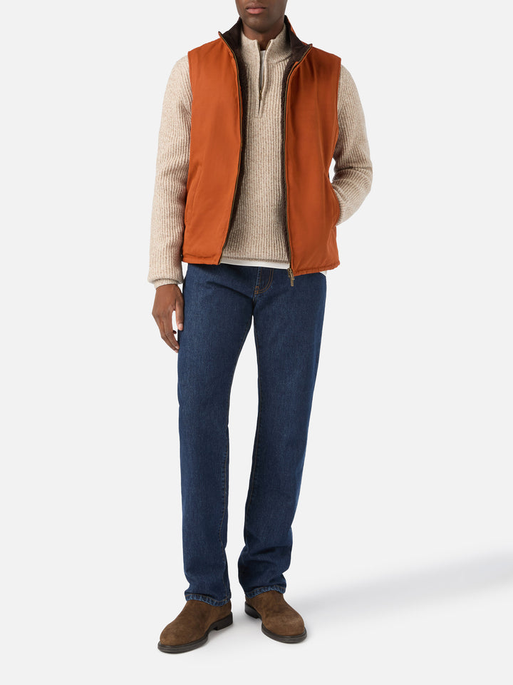 Gilet Edgar arancione scuro cerato con fodera in teddy