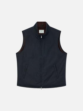 Marineblaue Edgar Weste aus gewachstem Material mit Teddy-Futter blue 