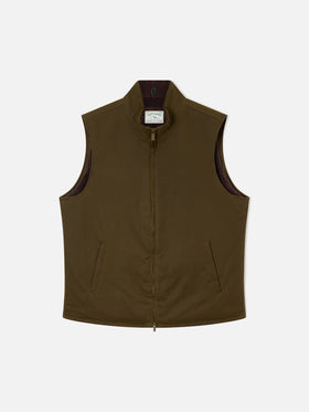 Green Edgar waxed vest with teddy lining