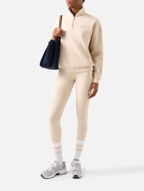 Sweat-shirt beige Eliade à demi-zip avec broderie du logo 