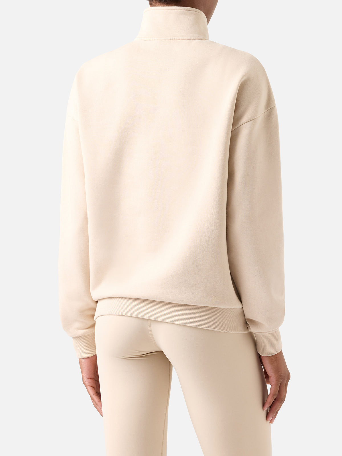 Sweat-shirt beige Eliade à demi-zip avec broderie du logo 