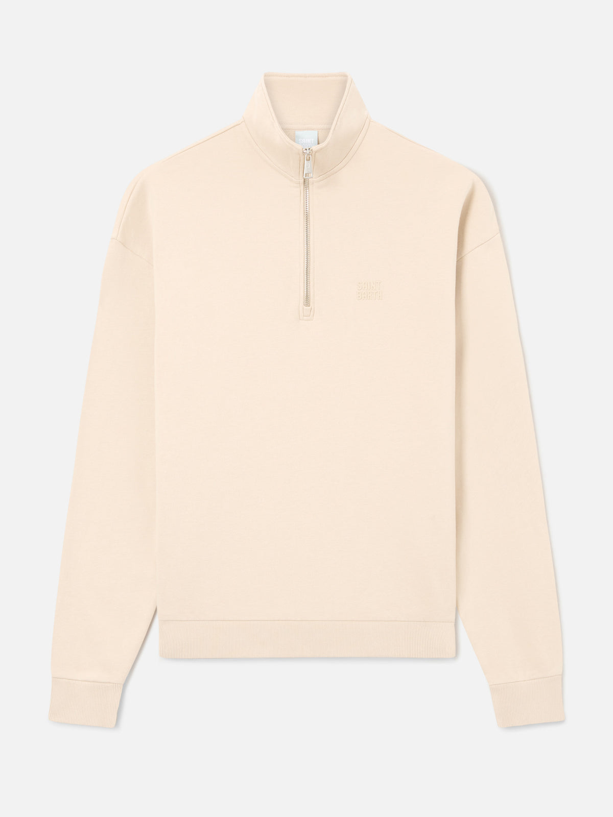 Sweat-shirt beige Eliade à demi-zip avec broderie du logo 
